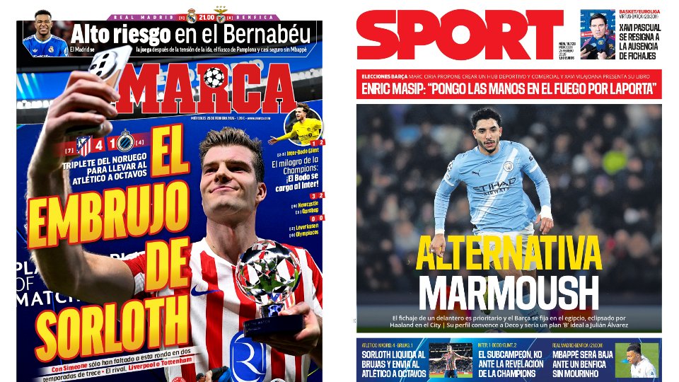 Portadas de la prensa deportiva del 25-02-26