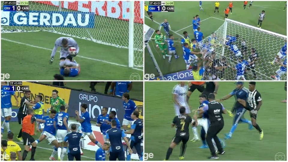 23 expulsados en una batalla campal lamentable entre Cruzeiro y Atlético Mineiro