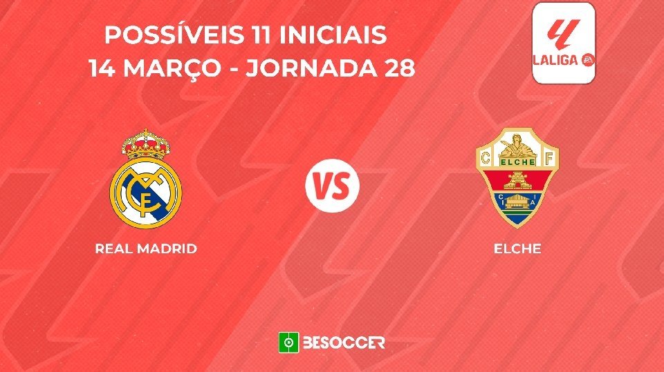 Real Madrid - Elche: Veja as prováveis escalações