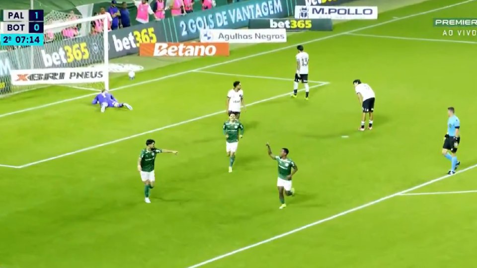 Arias pisa a Botafogo y deja líder a Palmeiras