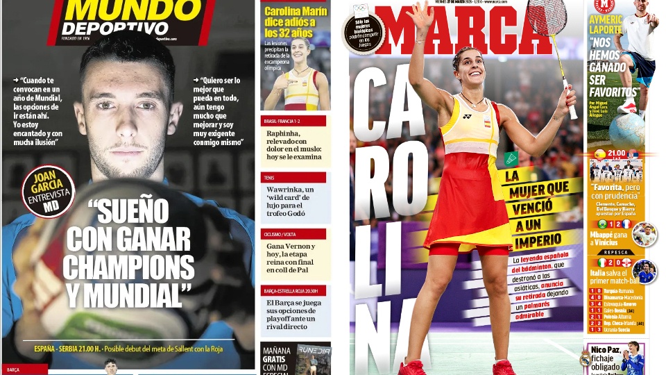 Portadas de la prensa deportiva del 27-03-26