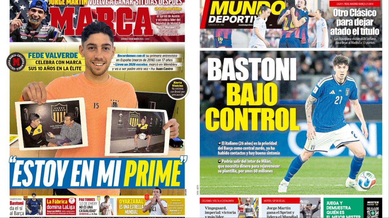 Portadas de la prensa deportiva del 29-03-26