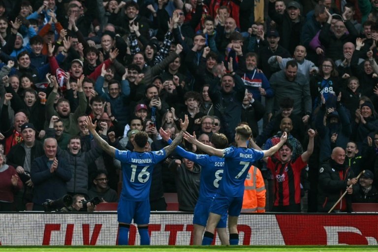 Bournemouth célèbre son deuxième but contre Arsenal à l'Emirates Stadium. AFP