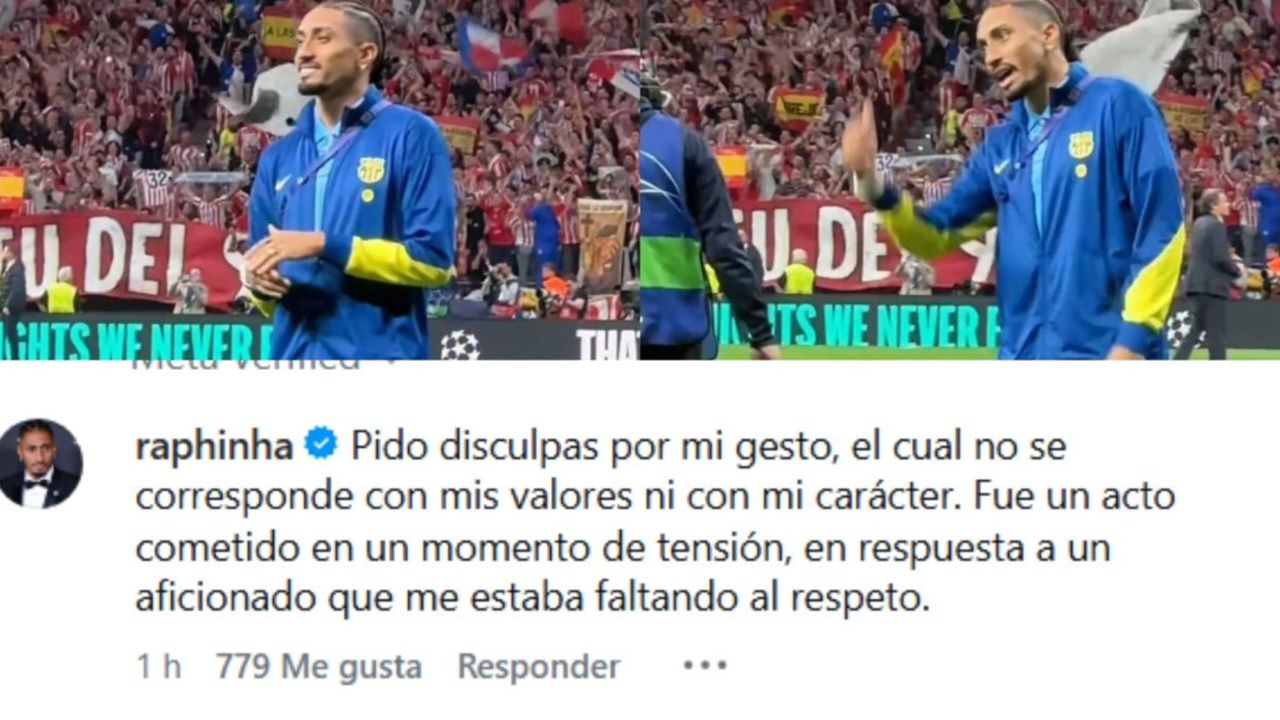 Raphinha se disculpó tras sus gestos en el Metropolitano
