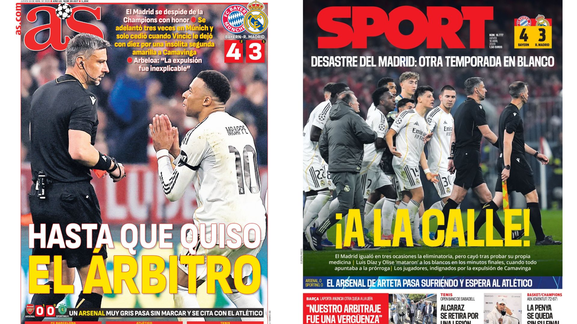 Portadas de la prensa deportiva del 16-04-26