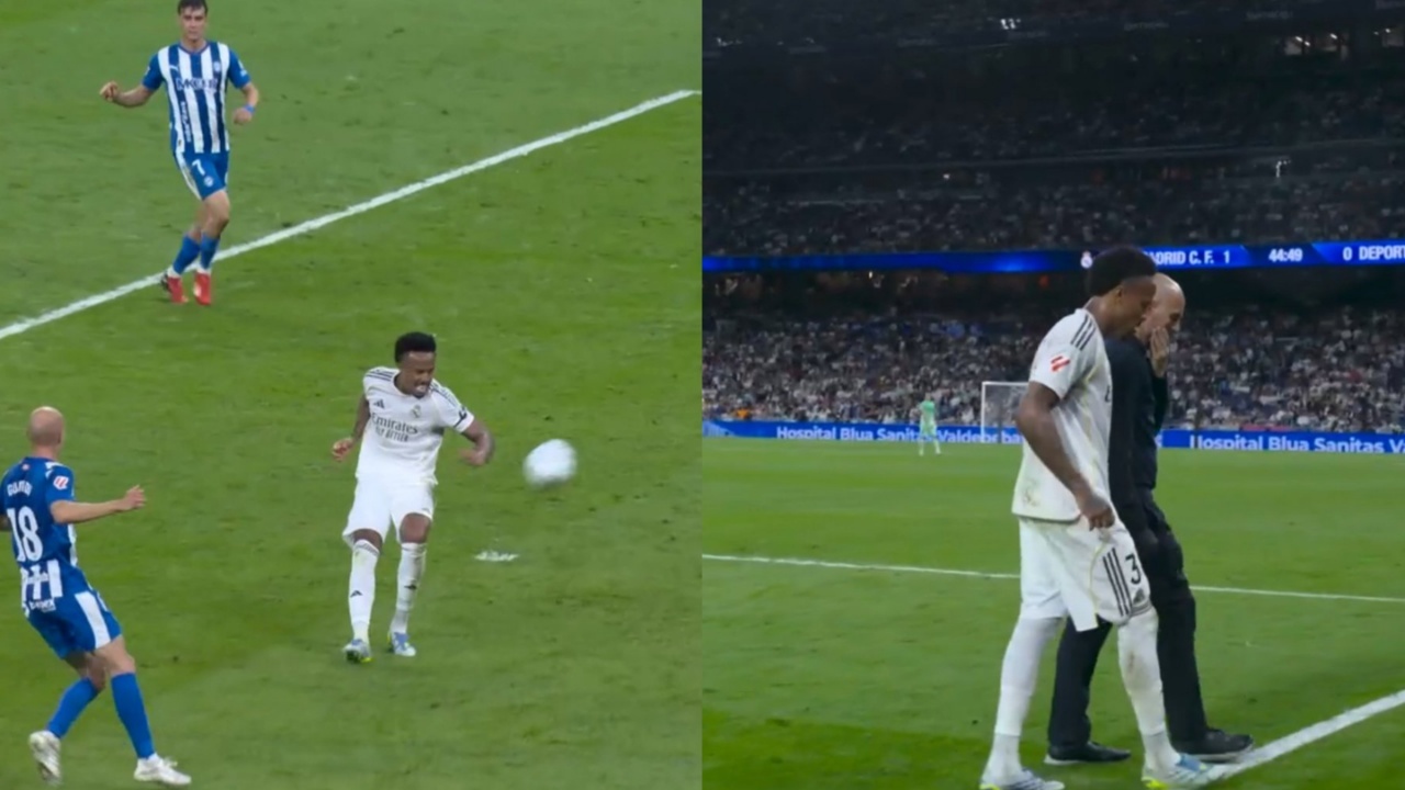 La rodilla de Militao obligó al brasileño a pedir el cambio al filo del descanso