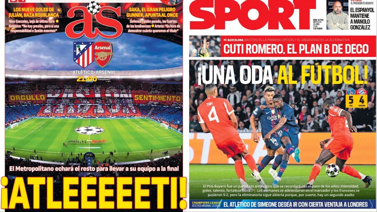 Portadas de la prensa deportiva del 29-04-26