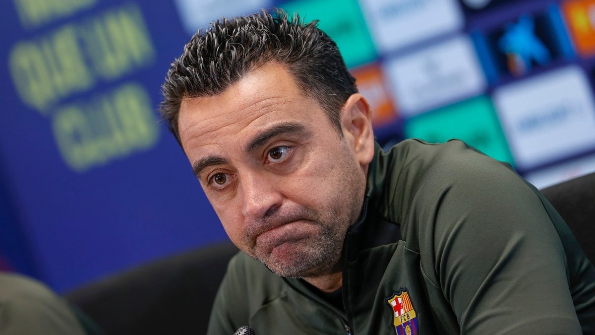 L'entraîneur du FC Barcelone, Xavi Hernandez, lors de la conférence de presse d'après-entraînement en vue du Clasico 2023-2024. EFE