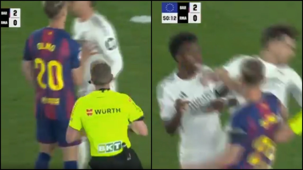 Clima esquenta no 'El Clásico': Olmo empurra Asencio e Vini Jr defende o companheiro