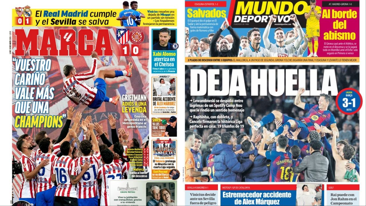 Portadas de la prensa deportiva del 18-05-26