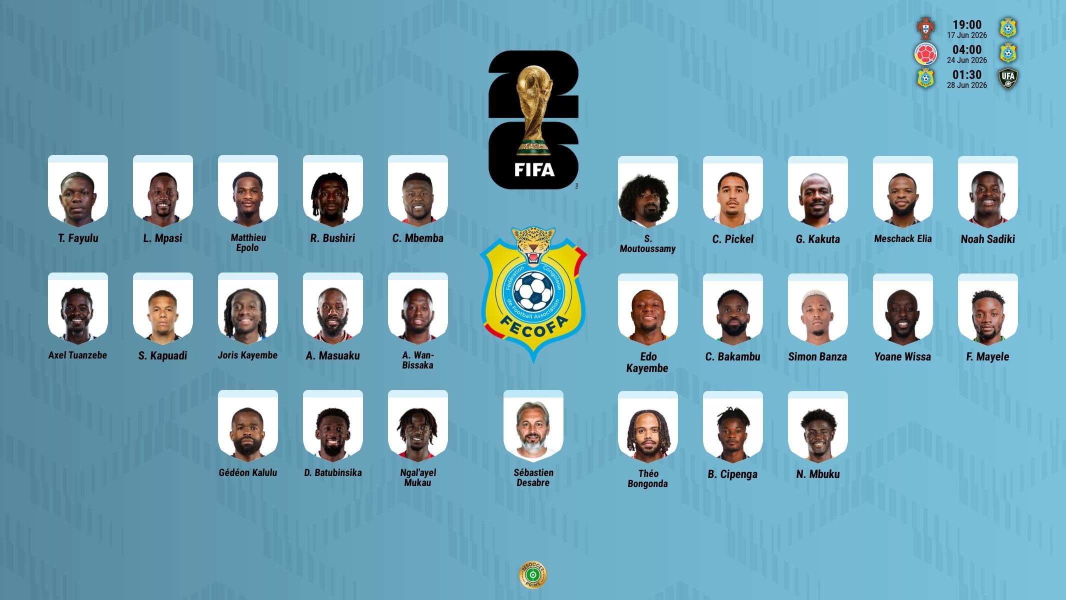 Bakambu, Tuanzebe o Wan-Bissaka lideran a RD Congo en el Mundial
