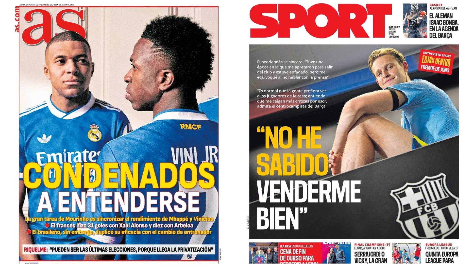 Portadas de la prensa deportiva del 21-05-26