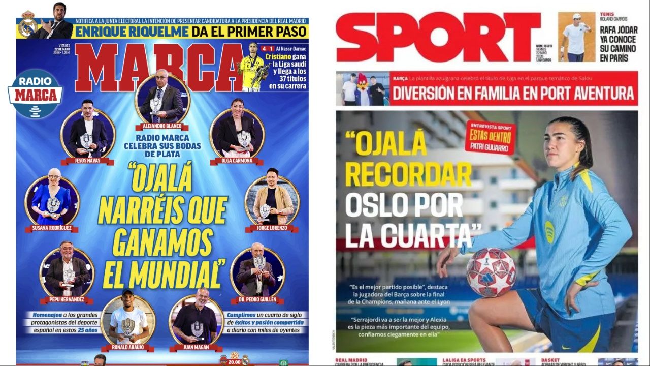 Portadas de la prensa deportiva del 22-05-26