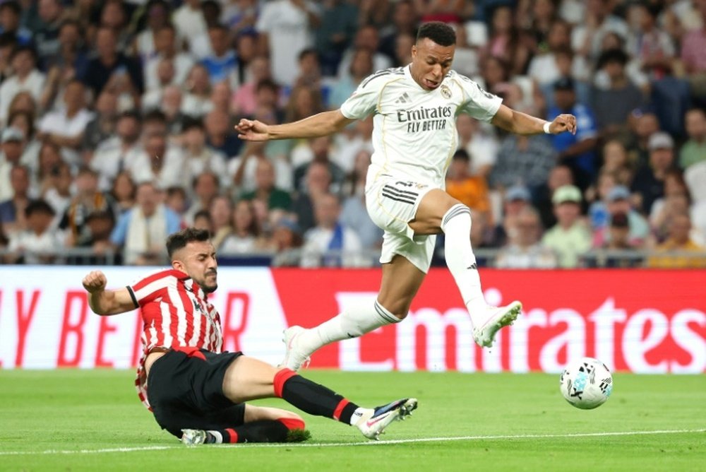 Kylian Mbappé a marqué pour le Real Madrid lors de leur dernier match d'une saison décevante et tumultueuse. AFP Pierre-Philippe MARCOU
