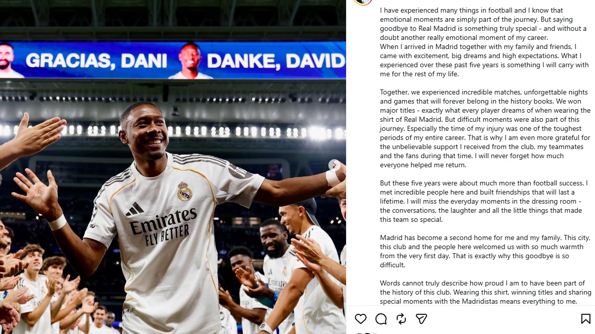 La carta de despedida de Alaba al madridismo