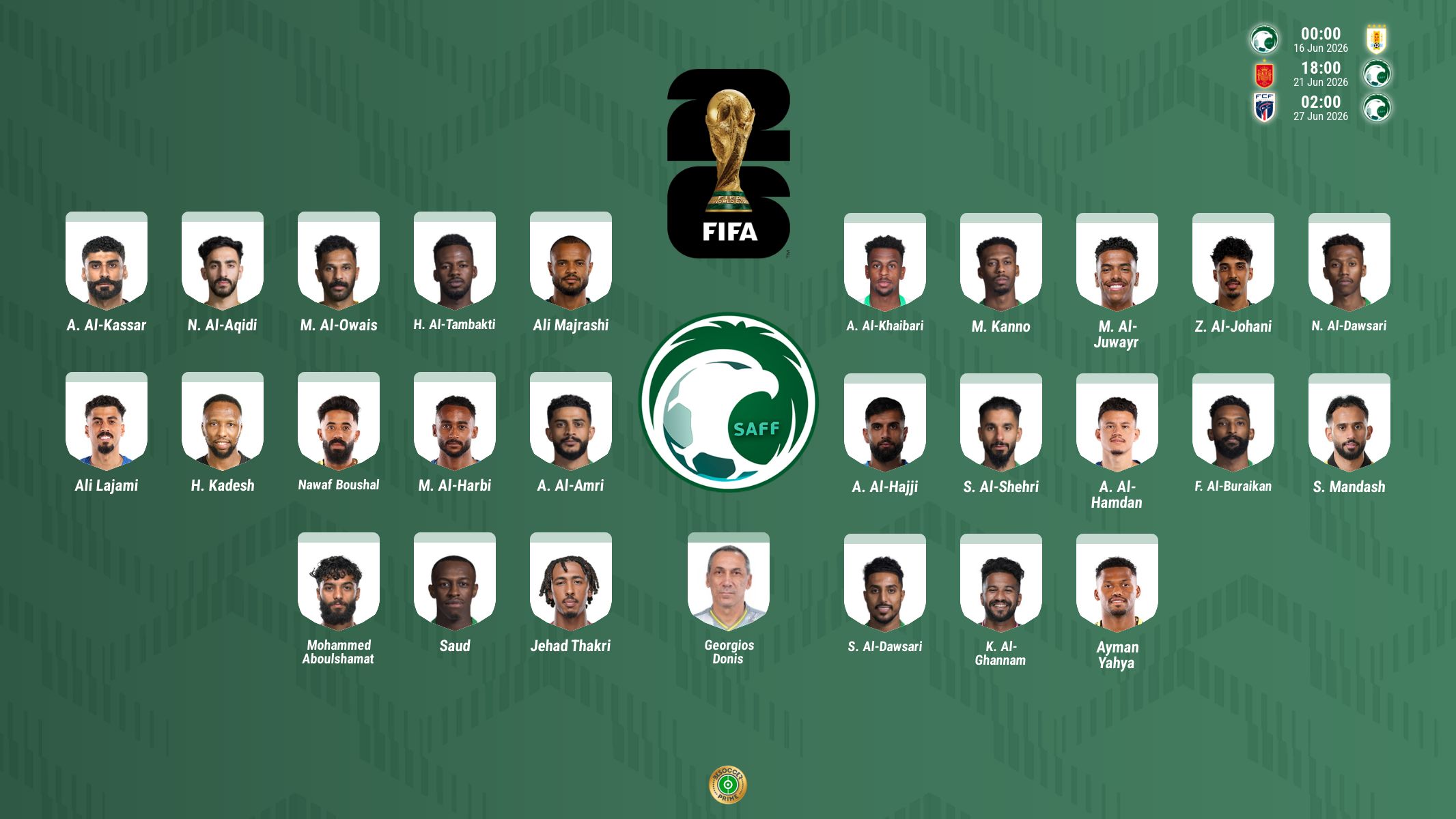Saudi Arabia reveal 26-man squad for 2026 World Cup