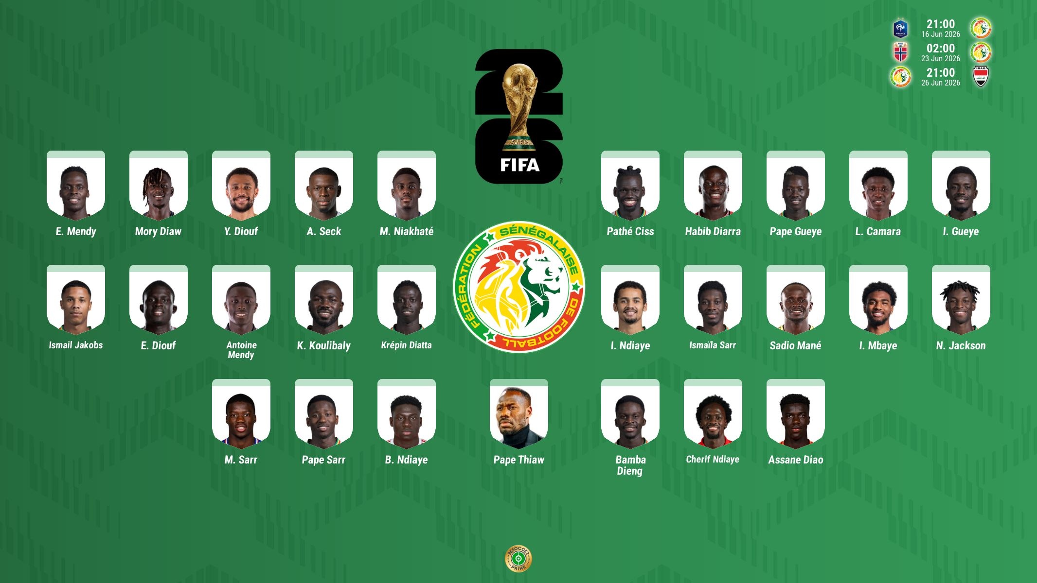 Mané comanda la lista de Senegal para el Mundial