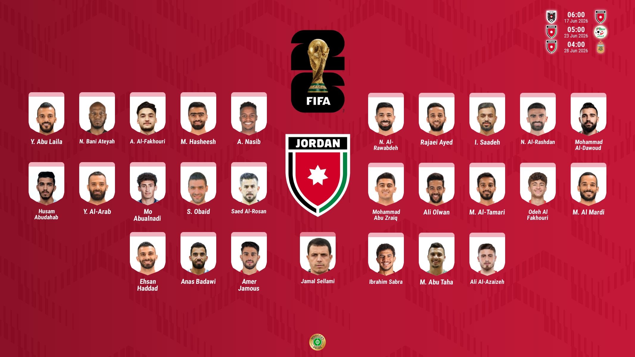 Jordania ya tiene a sus 26 para debutar en la Copa del Mundo