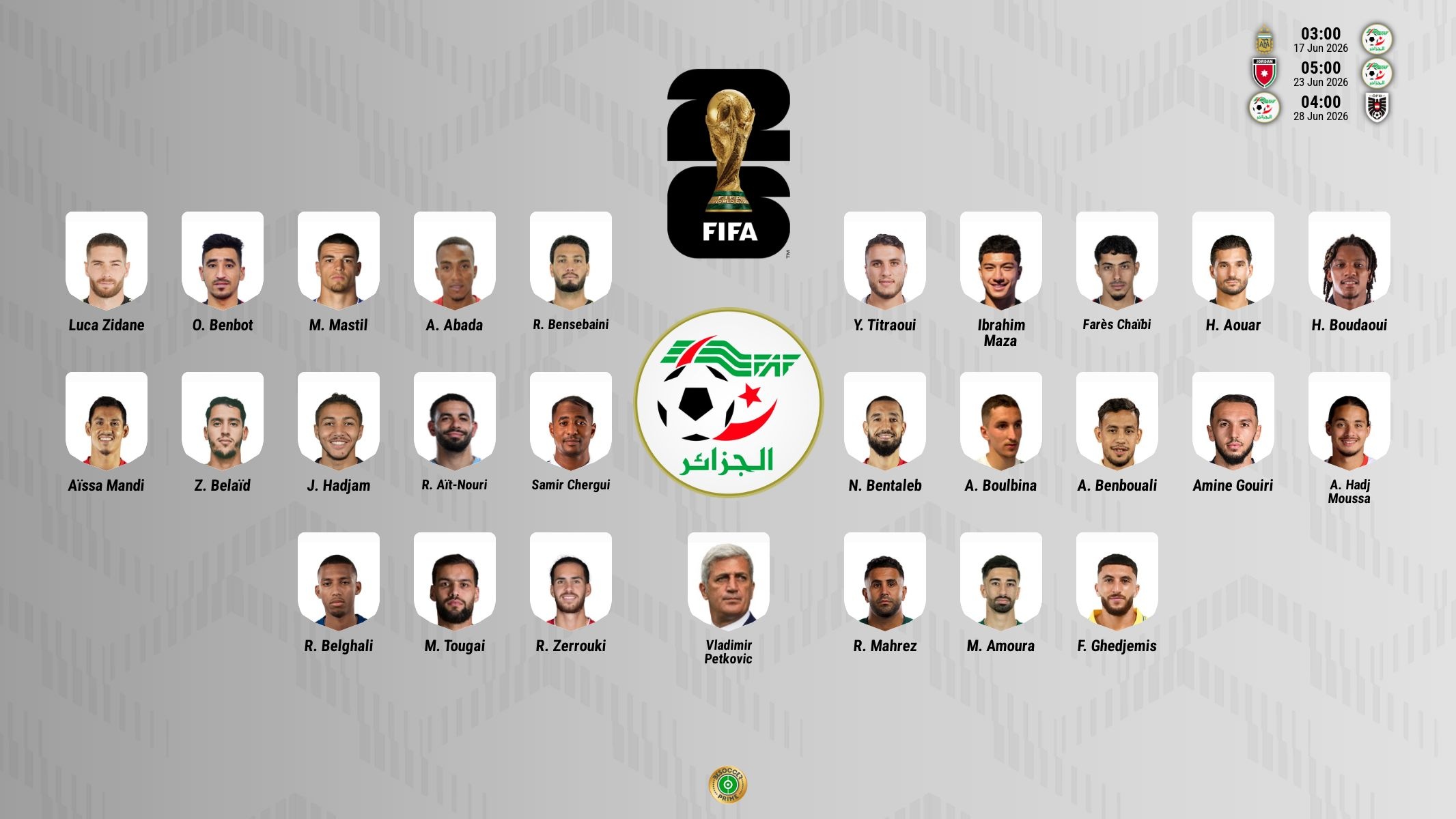 Argelia dio a conocer a sus convocados para el Mundial. BeSoccer