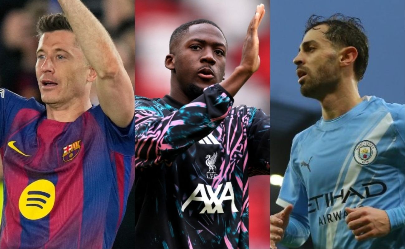 Bernardo Silva, Lewandowski et Konaté pourraient signer gratuitement dans une nouvelle équipe. EFE/AFP