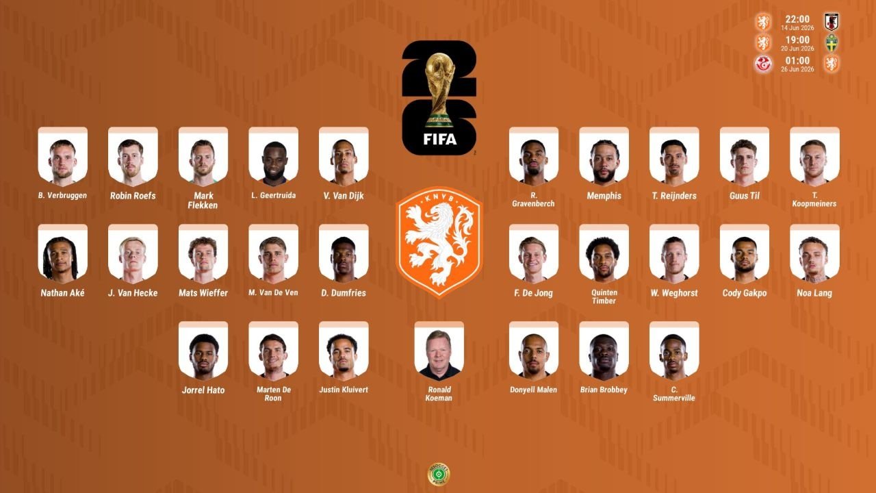 Van Dijk, Memphis y De Jong encabezan la lista de Países Bajos para el Mundial 2026