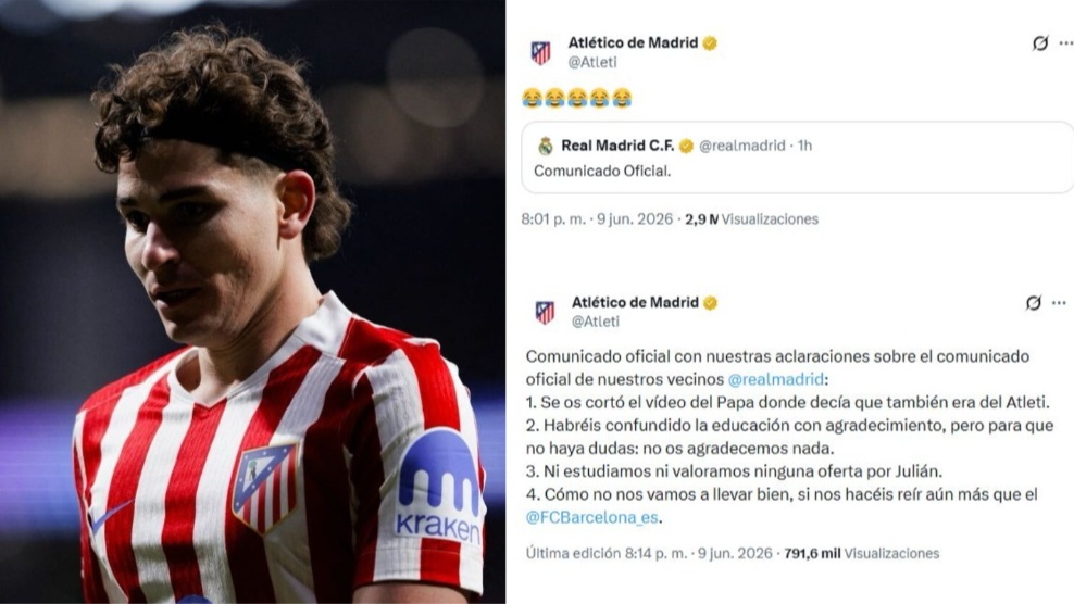 El Atleti responde al Madrid: No estudiamos ni valoramos ninguna oferta por Julián