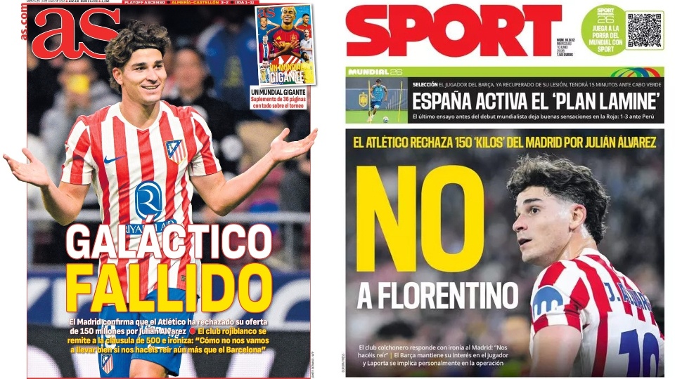 Portadas de la prensa deportiva del 10-06-26