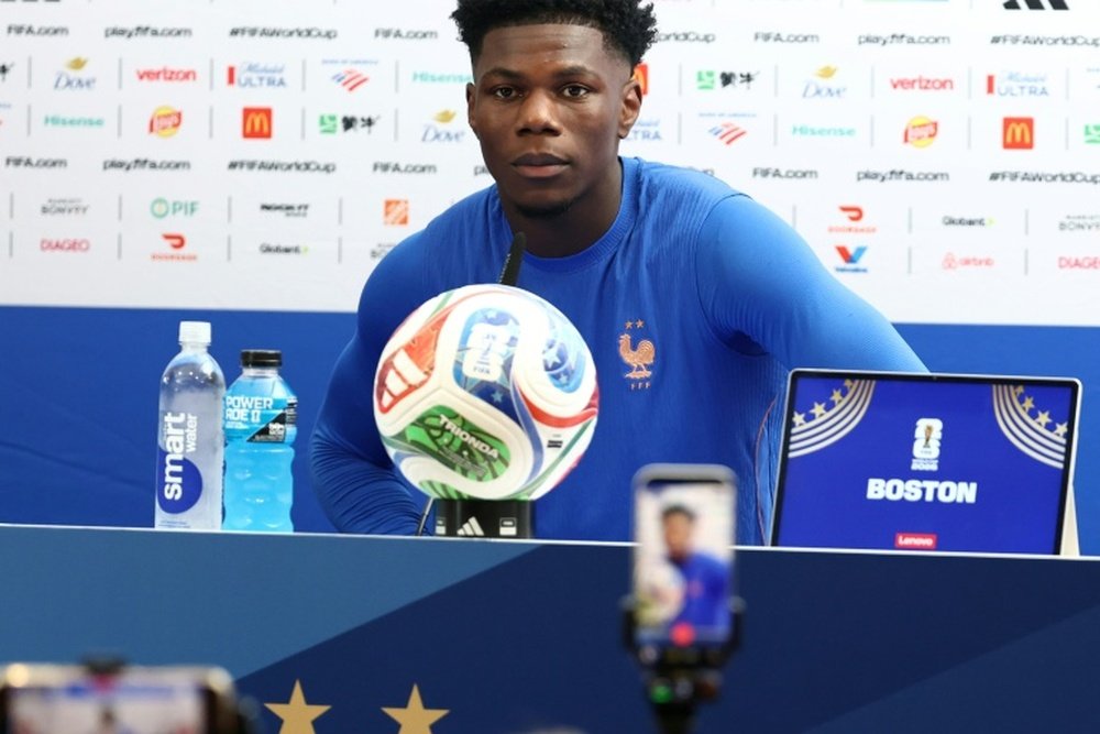 France's Aurelien Tchouameni speaking to reporters at the team's World Cup base on Thursday AFP FRANCK FIFE
