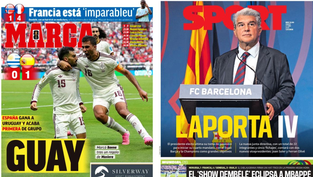 Portadas de la prensa deportiva del 27-06-26