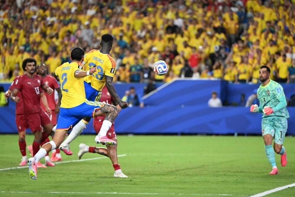 Colombia's Davinson Sanchez had a goal ruled out for offside late on in the entertaining 0-0 draw with Portugal AFP ROBERTO SCHMIDT