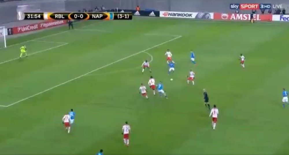 Buen gol del Nápoles. Captura/Sky