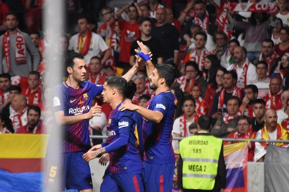 Suarez scored Barcelona's opening goal. Captura