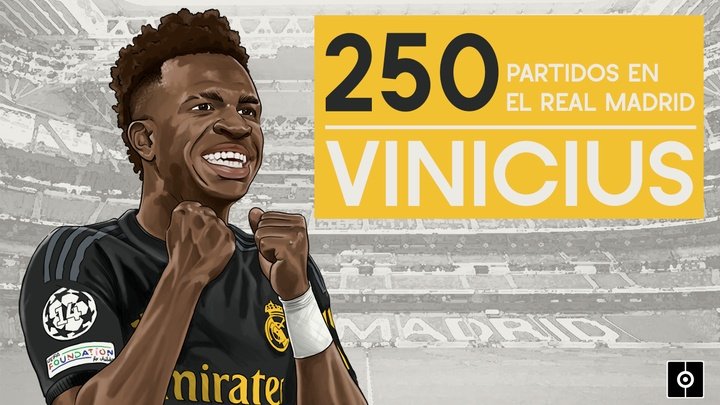 Vini llegó a 250 partidos en el Real Madrid, el extranjero más joven en lograrlo. BeSoccer Pro