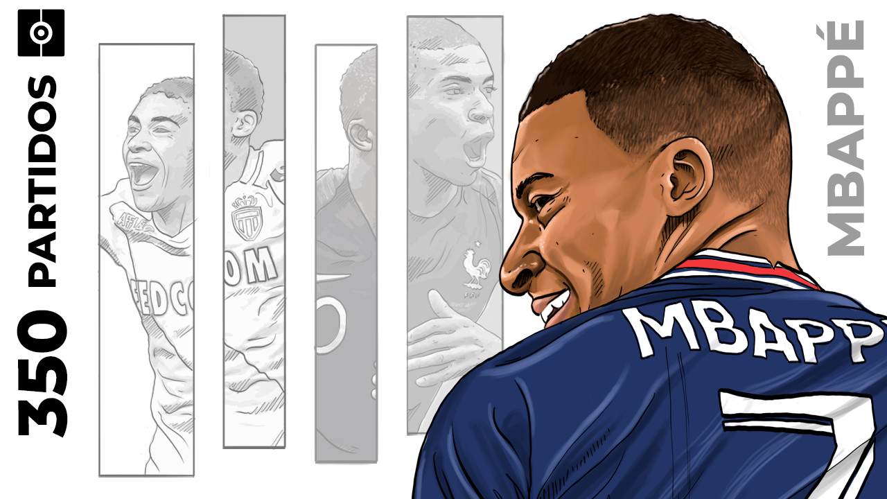 350 partidos de Mbappé