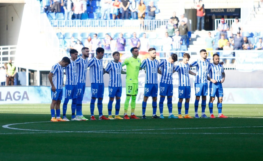 La plantilla posa en el partido del Málaga-Valladolid. Marilú Báez