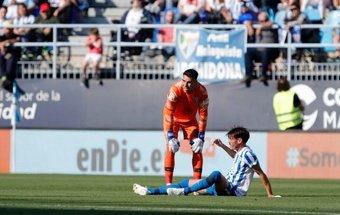 La lesión de Jozabed, en el Málaga - Oviedo. Marilú Báez