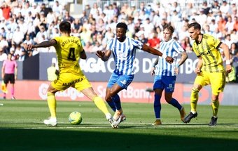 Sekou, en el Málaga - Oviedo. Marilú Báez