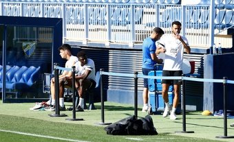 Hicham, Sekou, en un entrenamiento del Málaga. Marilú Báez