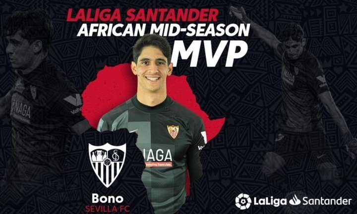 El portero del Sevilla FC, Yaussine Bono, gana el primer African MVP Award de LaLiga. Foto: LaLiga