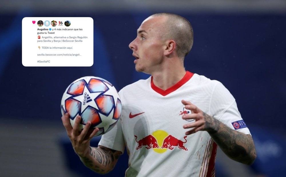 El me gusta de Angeliño a una noticia que le relaciona con el Sevilla FC. Foto: @BesoccerSevilla