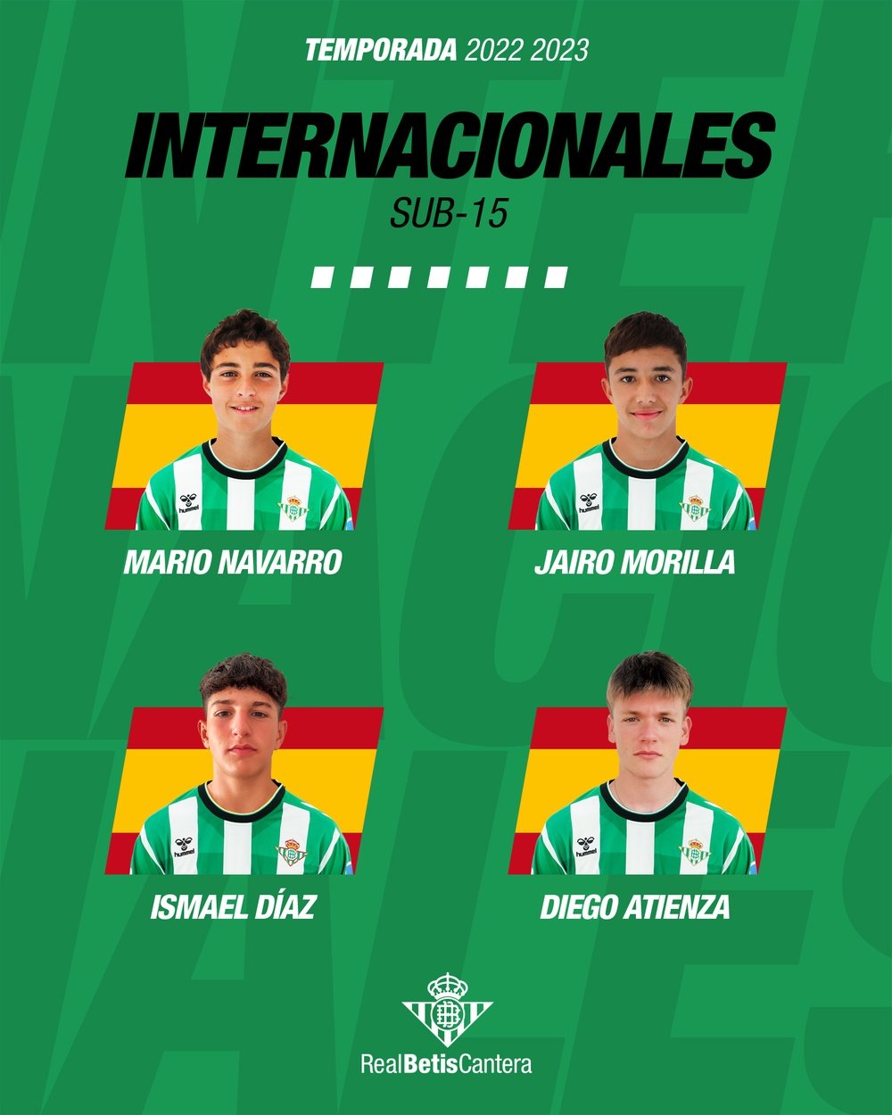 Cuatro futbolistas del Betis convocado con la selección sub-15