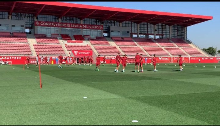 Captura de vídeo del entrenamiento del Sevilla FC. Foto: @jmrodriguezper