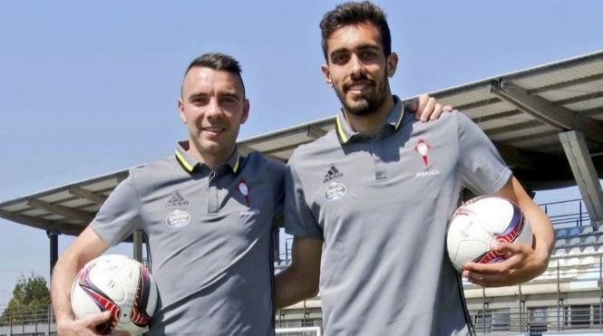 Iago Aspas y Borja Iglesias hace unos años, cuando el hoy bético jugaba en el filial del Celta.- RC Celta