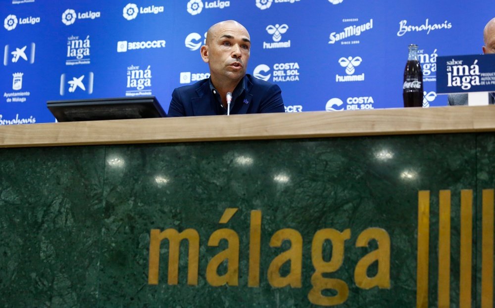 Manolo Gaspar, durante la presentación de Pepe Mel como nuevo entrenador del Málaga CF. Marilú Báez