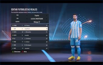 Recreación de Juanfran, jugador del Málaga CF, en el FIFA23