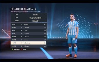 Recreación de Bustinza, jugador del Málaga CF, en el FIFA23