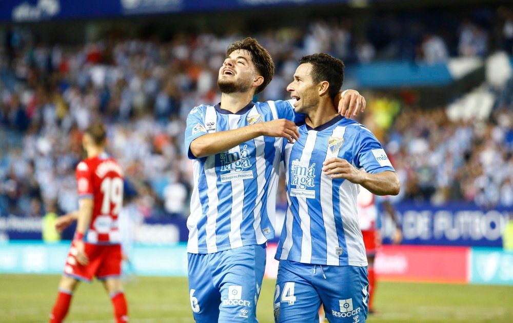 Dani Lorenzo y Rubén Castro celebraban el tercer gol del Málaga CF la jornada pasada. Marilú Báez