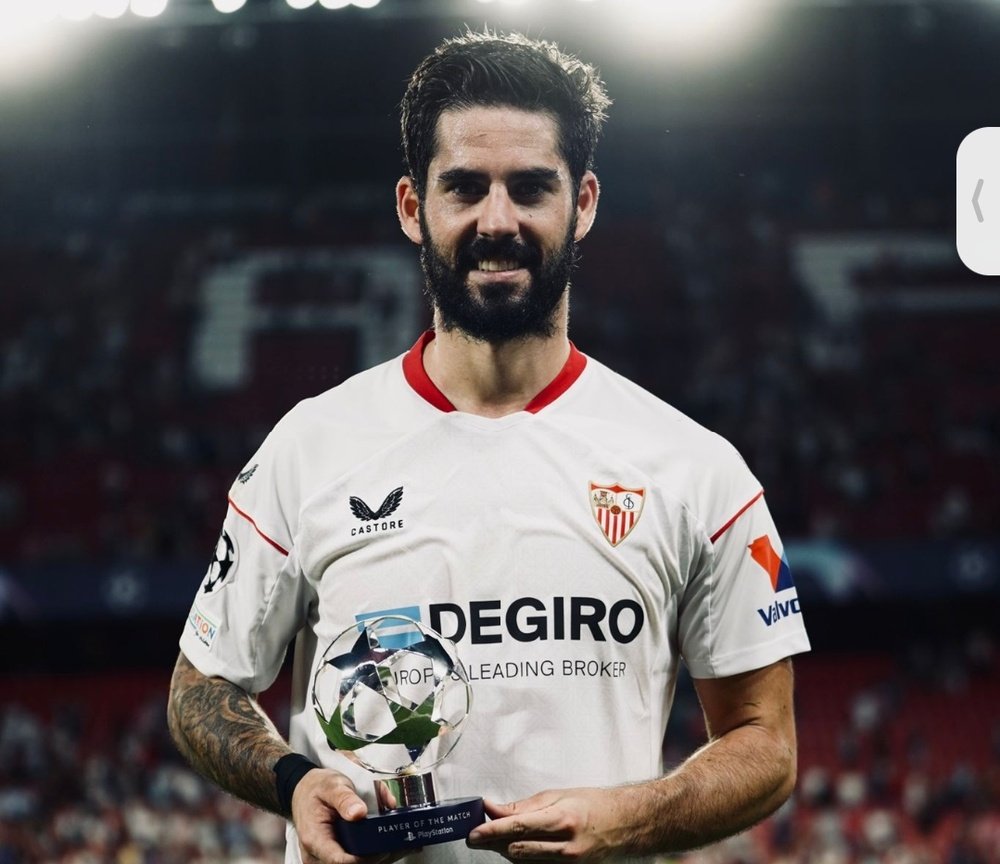 El jugador del Sevilla FC, Isco Alarcón, marcó un mágico golazo que le sirvió para ganar el MVP ante el Copenhague. Foto: SFC Media