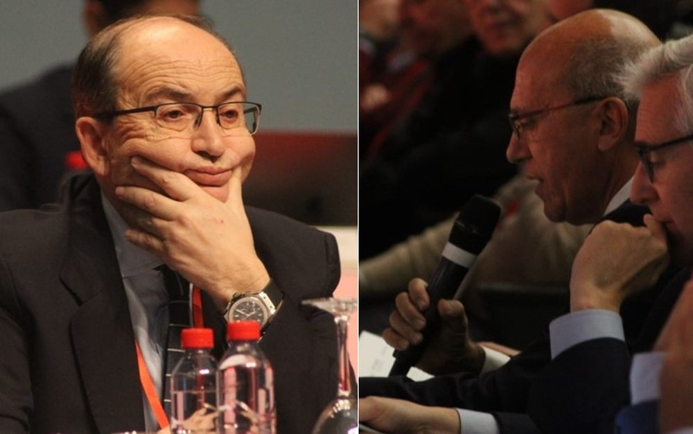 El duro enfrentamiento entre el presidente del Sevilla FC, Pepe Castro, y el expresidente Del Nido Benavente en la Junta de Accionistas deja al club muy tocado institucionalmente. Foto: Pablo Sánchez Arias