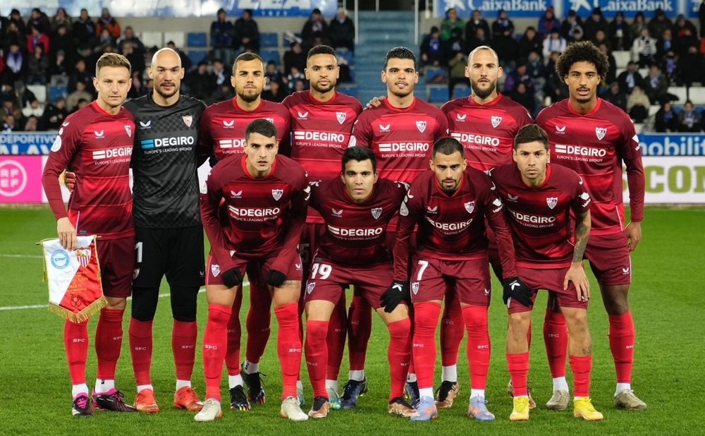 El once del Sevilla FC en el partido de Copa ante el Alavés, en el que ha logrado el pase a los cuartos de final. Foto: SFC Media